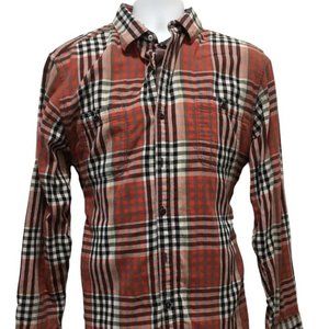 Tommy Bahama Shirt Men XL Red Flannel Button Down Plaid Pocket Casual Preppy